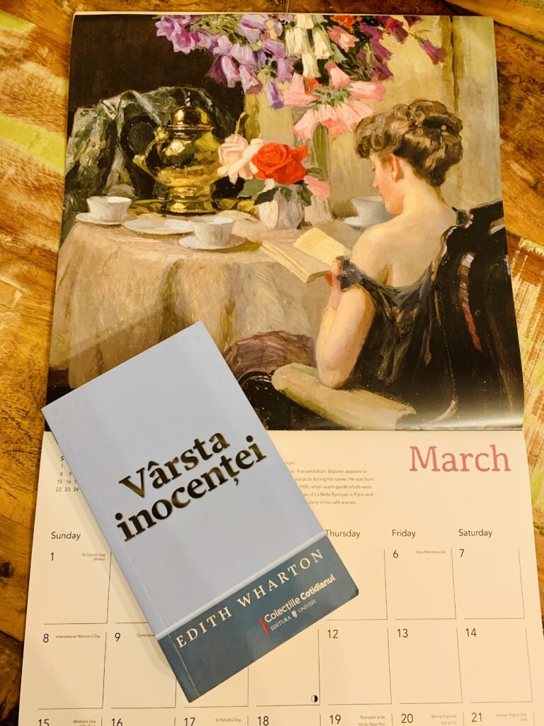 Tabloul Tea Time de Robert Emil Stübner ca ilustrație ideală pentru atmosfera romanului Vârsta inocenței de Edith Wharton